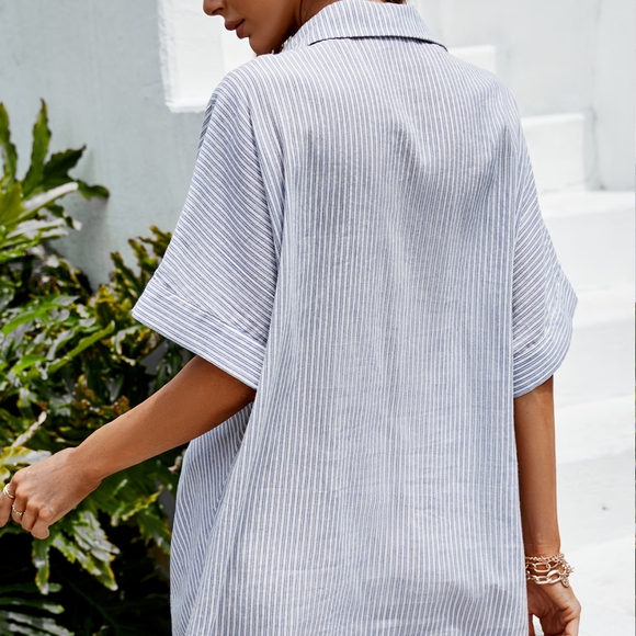 Cupshe Blue and White Striped Swim Cover-Up - Picture 3 of 4